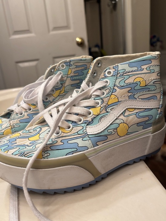 Vans Shoes - Vans UV activated High-Top Platform Sneakers - White/Light Blue/Yellow